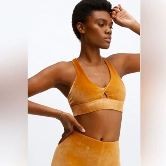 Fabletics Velvet Twist Front Gold Bralette - Picture 7 of 11